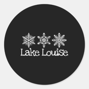 Adesivo Redondo Lago Louise Canada Snowflakes Ski Skiing Skier Sno