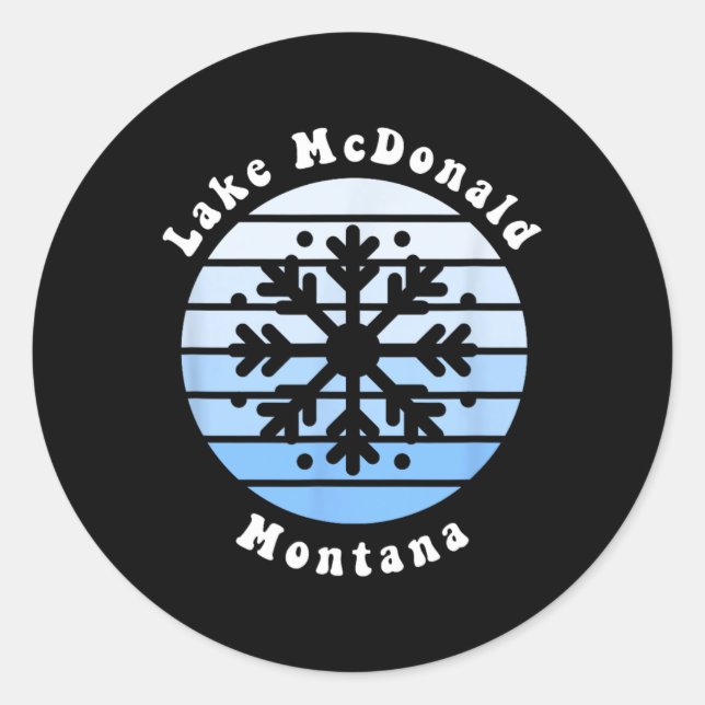 Adesivo Redondo Lago Mcdonald Montana Snowflake Christmas Winter S (Frente)