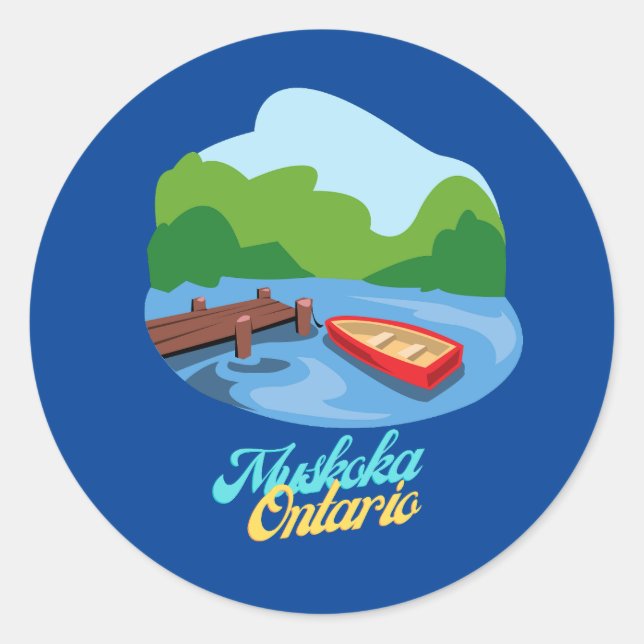Adesivo Redondo Lago Muskoka Ontario Canadá (Frente)