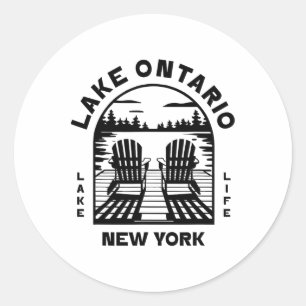 Adesivo Redondo Lago Ontário Nova York Ao Ar Livre Vintage