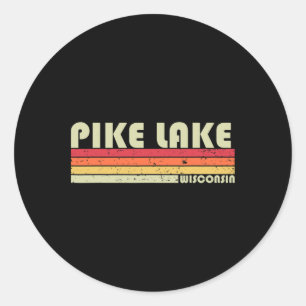 Adesivo Redondo Lago Pike Wisconsin Piada de Pesca Acampamento Pre