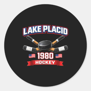 Adesivo Redondo Lago placid 1980 hóquei vintage puck EUA nova york