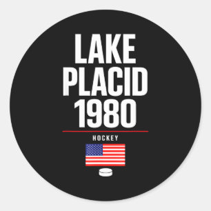 Adesivo Redondo Lago placid 1980 hóquei vintage puck EUA nova york