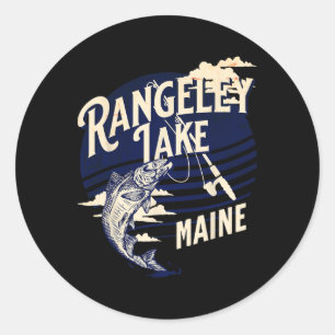 Adesivo Redondo Lago Rangeley Maine Fly Fishing Truta B Fisher Lem