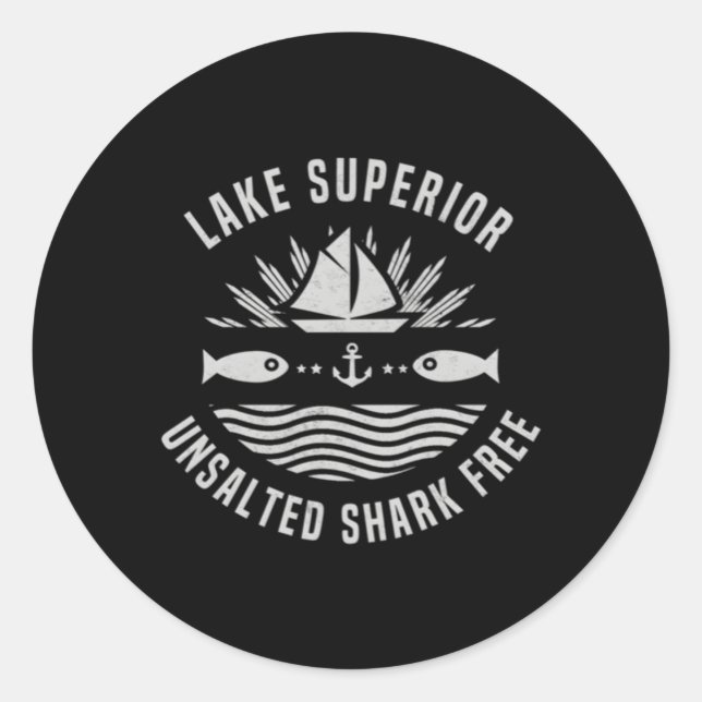 Adesivo Redondo Lago Superior, Excelente Não Salgada De Tubarão (Frente)