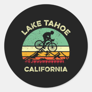 Adesivo Redondo Lago Tahoe Califórnia Mountain Biking Retro Montan