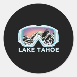 Adesivo Redondo Lago Tahoe Ski Design Lake Tahoe Skiing Snow Gift