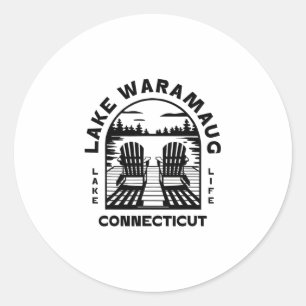 Adesivo Redondo Lago Waramaug Connecticut Exteriores Antigo