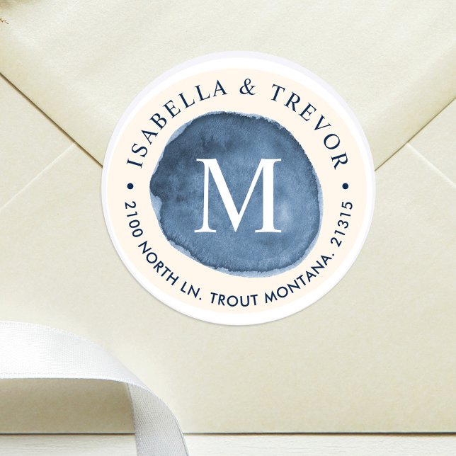 Adesivo Redondo Lago Water Stain | Monograma Envelope Selo (Criador carregado)