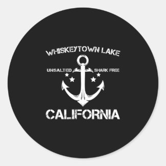 Adesivo Redondo Lago Whiskeytown Califórnia pesca engraçada acampa