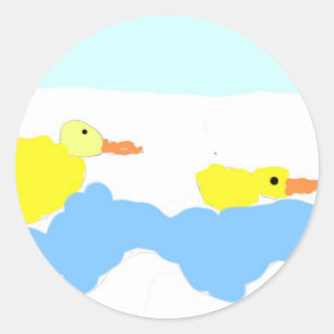 Adesivo Redondo lagoa com patos