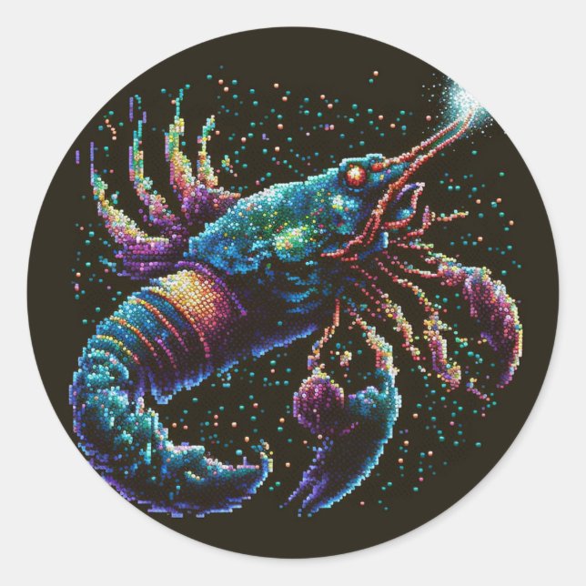 Adesivo Redondo Lagosta Espacial (Frente)