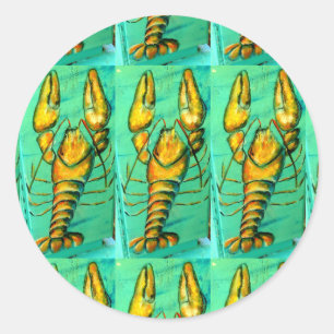 Adesivo Redondo lagostas de carne com vinheta verde
