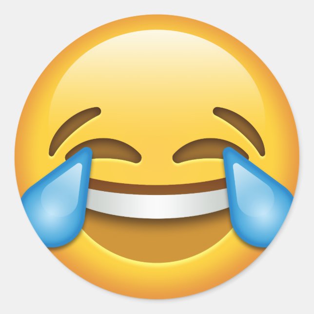 Adesivo Redondo Lágrimas de Joy emoji engraçadas (Frente)