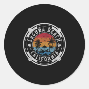 Adesivo Redondo Laguna Beach California Summer Vacage Su