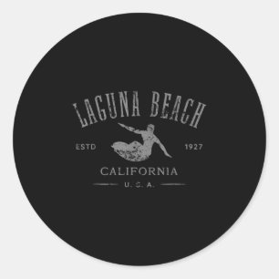 Adesivo Redondo Laguna Beach California Surf Distante Design