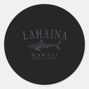 Adesivo Redondo Lahaina havaí tubarão vintage ardósia arte pesca