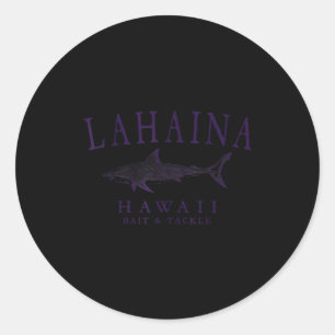 Adesivo Redondo Lahaina havaí tubarão vintage plum art pesca