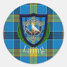 Adesivo Redondo Laing Scottish Clan Tartan & Crest