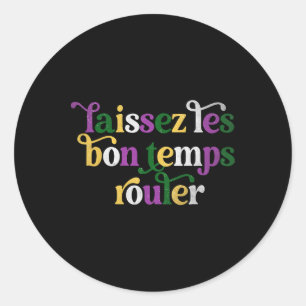 Adesivo Redondo Laissez Les Bon Temps Rouler Happy Mardi Gras Fleu