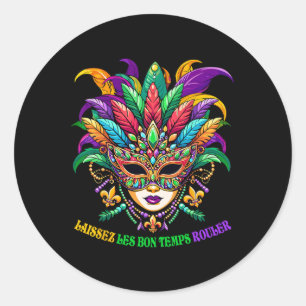 Adesivo Redondo Laissez Les Bons Temps Rouler Jester Mask Miçangas