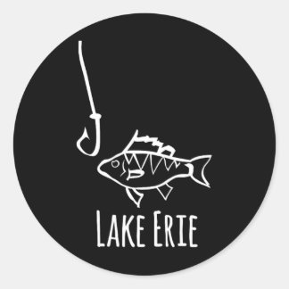 Adesivo Redondo Lake Erie Pensilvânia Pesca Anzol Perca Tr