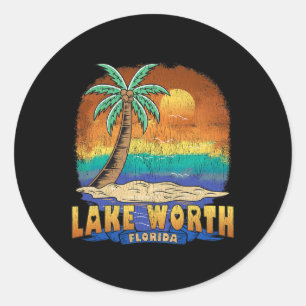 Adesivo Redondo Lake Worth Florida Vintage aflita Souvenir