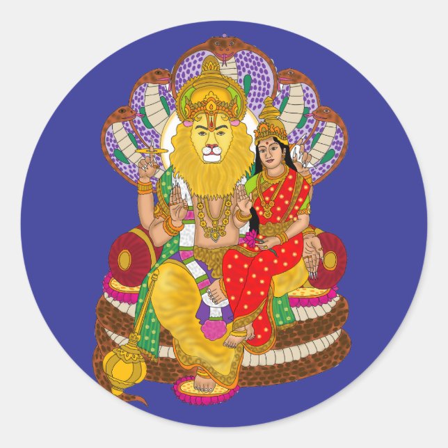 Adesivo Redondo Lakshmi Narasimha Sticker (Frente)