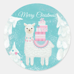 Adesivo Redondo Lama Bonito com presentes de Natal