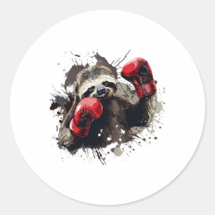 Adesivo Redondo Lama de Boxing com luvas de boxe Engraçada B