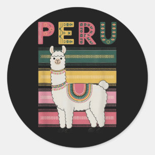 Adesivo Redondo Lama Peruano Bonito Do Peru - Design Divertido Do