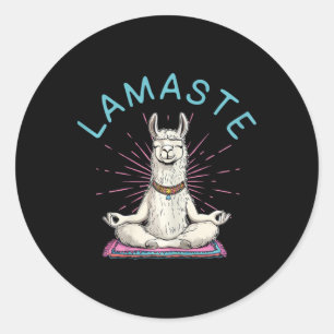 Adesivo Redondo Lamaste Yoga Llama Namaste Meditação Pilates 