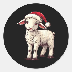 Adesivo Redondo Lamb Santa Hat Engraçado Framer Lamb Cristo Xmas