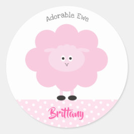 Adesivo Redondo Lambe Rosa Bonita Adorável Olhos de Volta ao Nome 