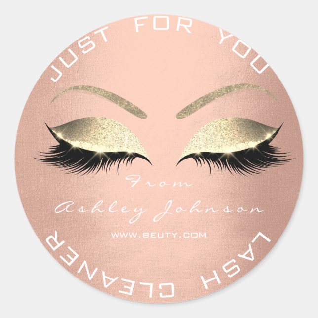 Adesivo Redondo Lâmina Dourada Lash Cleaner do Salão de Bela Branc (Frente)