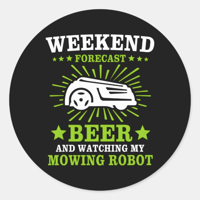 Adesivo Redondo Lâmina Robot Lawnmower Lawn Mower (Frente)