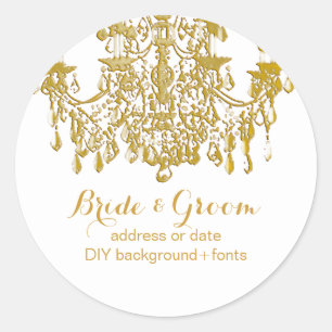 Adesivo Redondo Lâmpada de cristal dourado da PixDezines