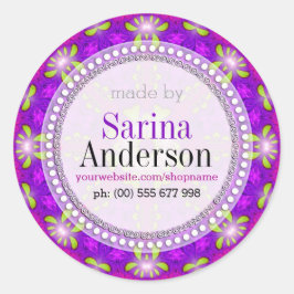 Adesivo Redondo Lâmpada De Cura Roxa Mandala Feita Por Rótulos