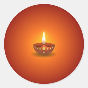 Adesivo Redondo Lâmpada de incandescência de Diwali