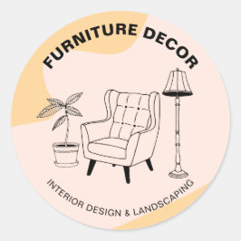 Adesivo Redondo Lâmpada de Sofá de Interior Laranja Decoração de P