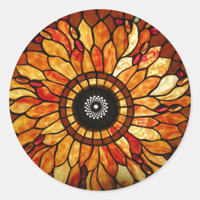 Adesivo Redondo Lâmpada de Tiffany reparada 1 (Frente)