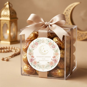 Adesivo Redondo Lâmpada Floral Ramadan Kareem Blush