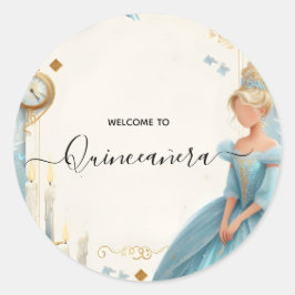 Adesivo Redondo Lâmpada Lâmpada Gelo Dourado Céu Azul Quinceanera