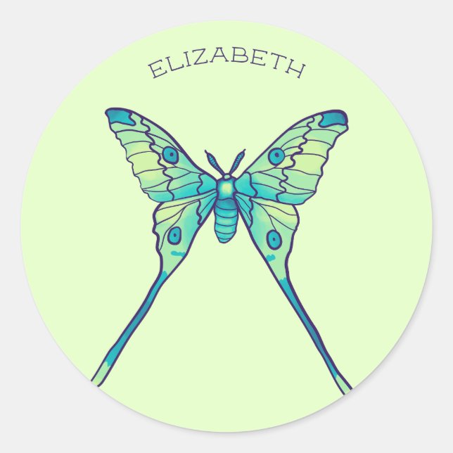 Adesivo Redondo Lâmpada Magia - Arte Sobre Borboleta (Frente)