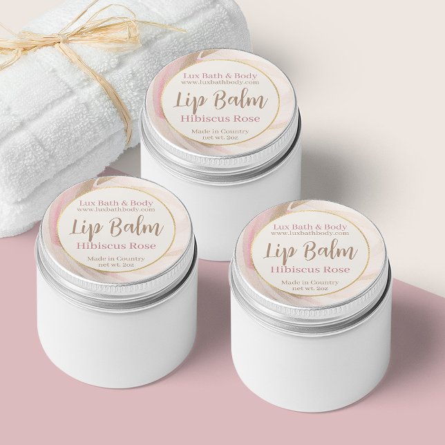 Adesivo Redondo Lâmpada Rosa Neutra, Traço Dourado, Lábio Feminino (Criador carregado)