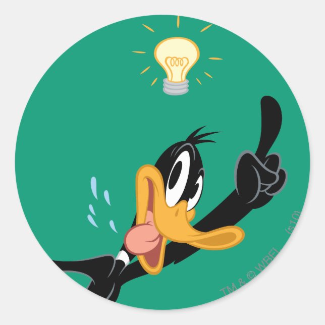 Adesivo Redondo Lâmpada sobre a cabeça de DAFFY DUCK™ (Frente)