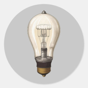 Adesivo Redondo Lâmpada Vintage Steampunk Light