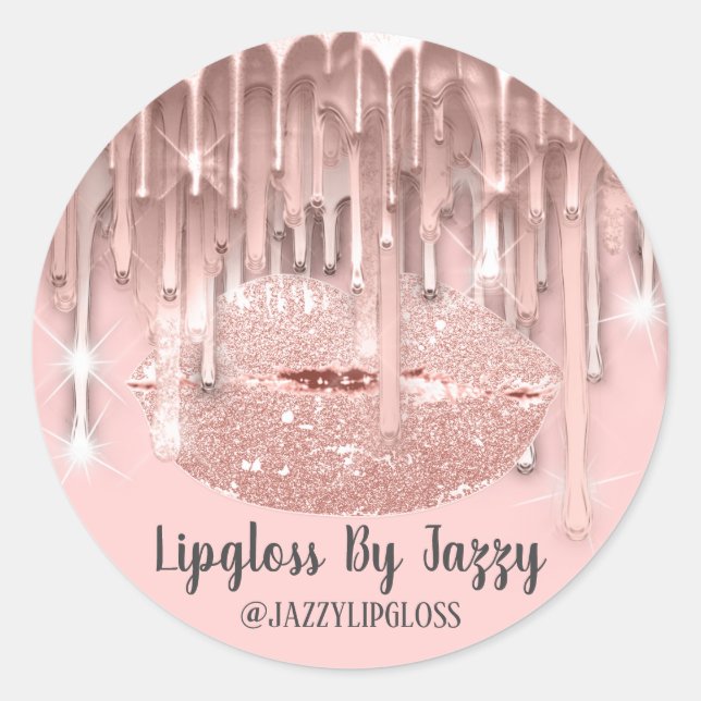 Adesivo Redondo Lâmpago Maquiagem Artista Dobras Pó Beijo Rapariga (Frente)