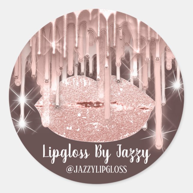 Adesivo Redondo Lâmpago Maquiagem Artista Gota Pó Girly Brown (Frente)