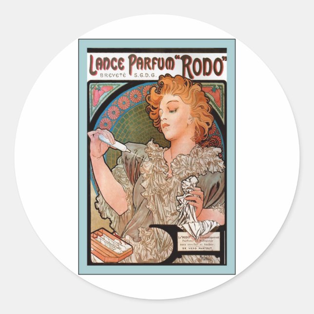 Adesivo Redondo Lance Parfum ~ Rodo ~ Alphonse Mucha (Frente)